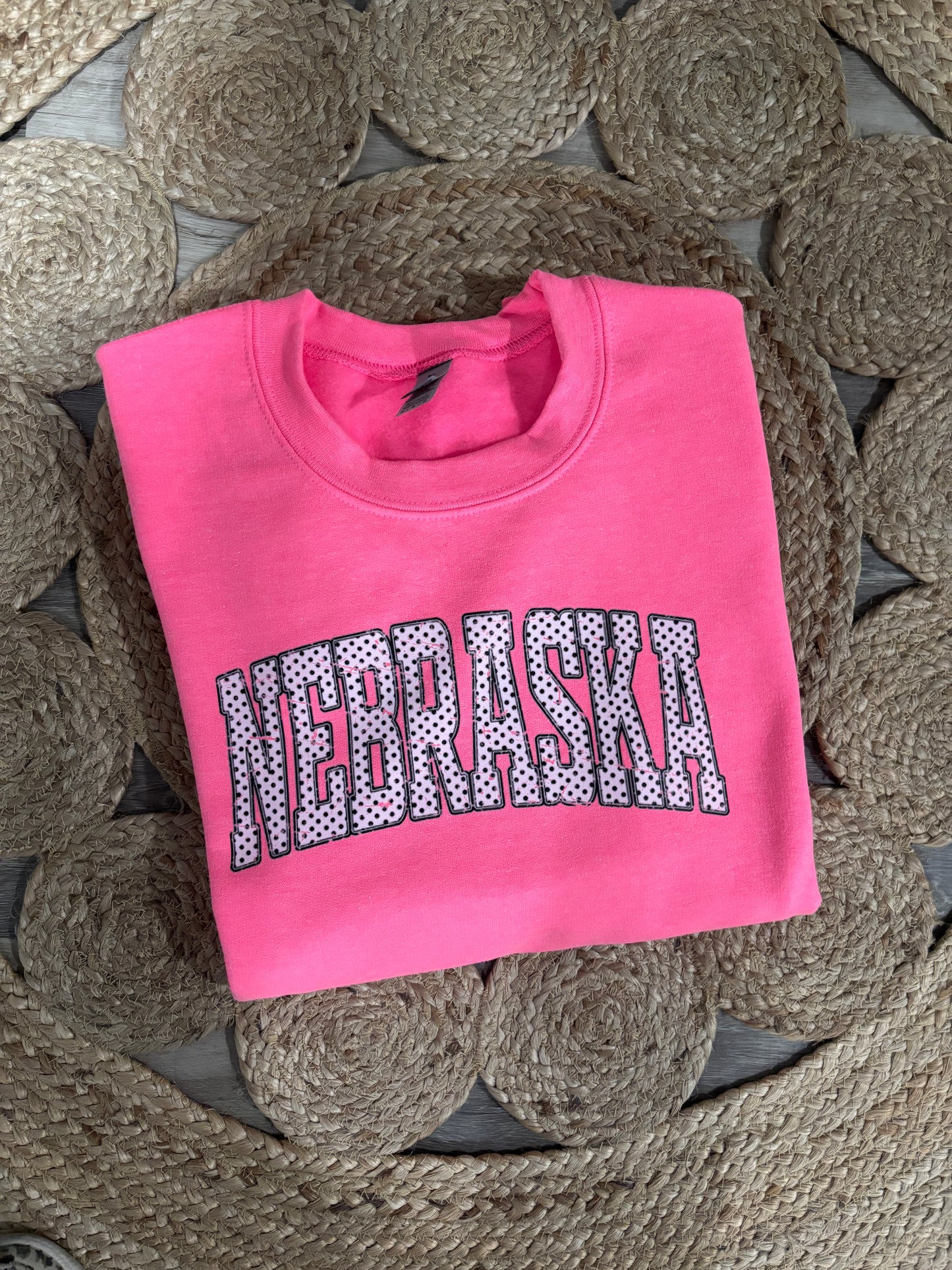 Nebraska Polka Dot- Bright Pink