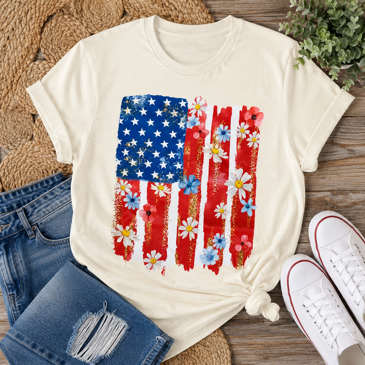 Floral Flag Graphic Tee