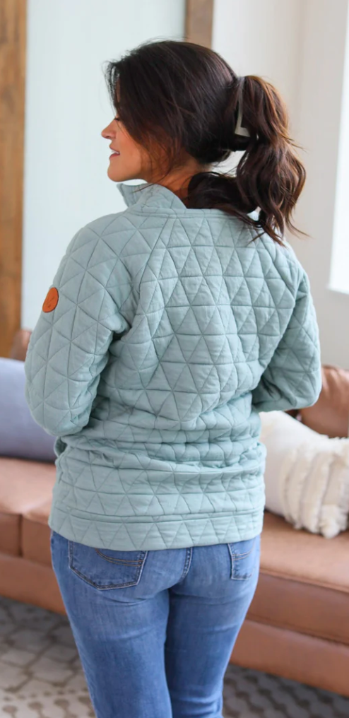 MM-Geometric Button Snap Pullover - Sage