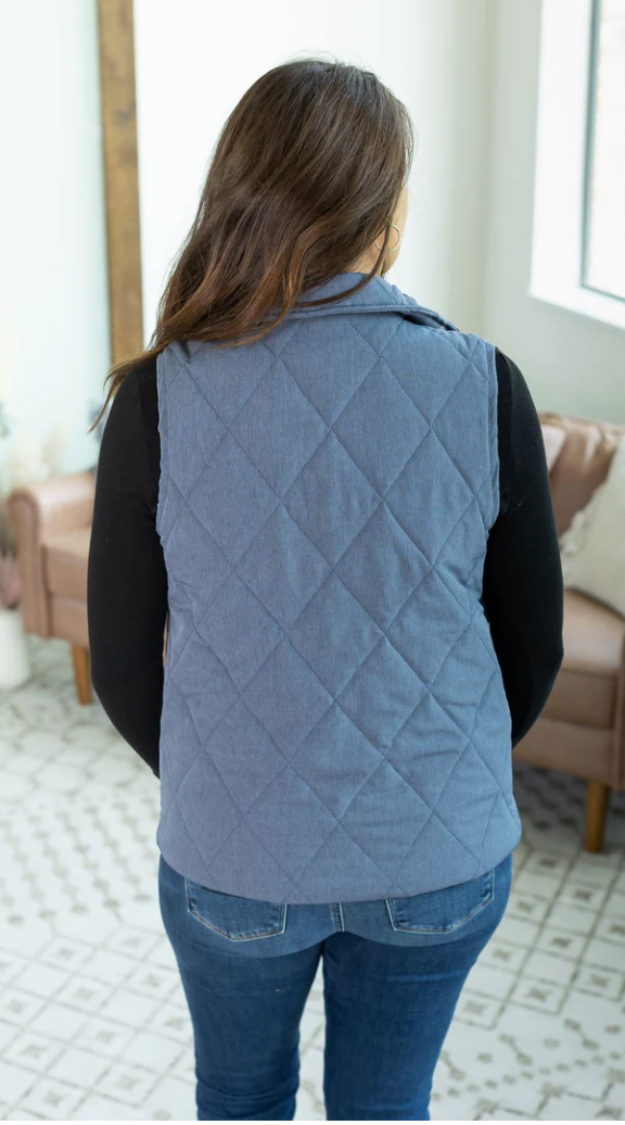 MM Zip up Vest- Heathered Navy