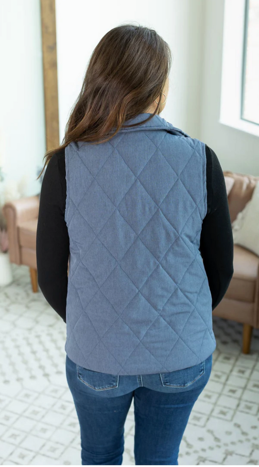 MM Zip up Vest- Heathered Navy