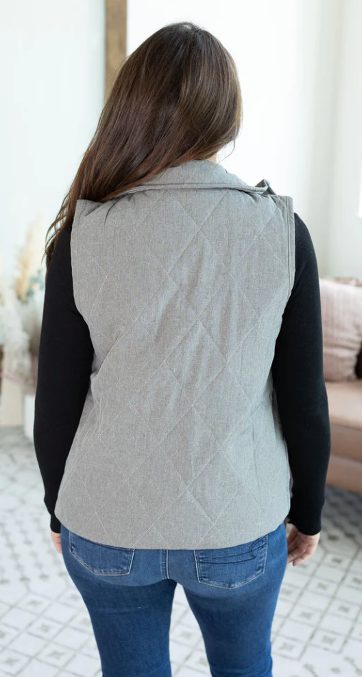 MM Zip up Vest- Heathered Grey