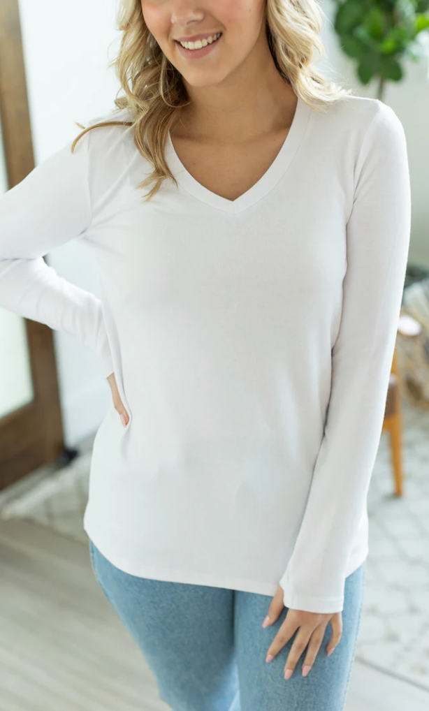 MM Long Sleeve Top in White