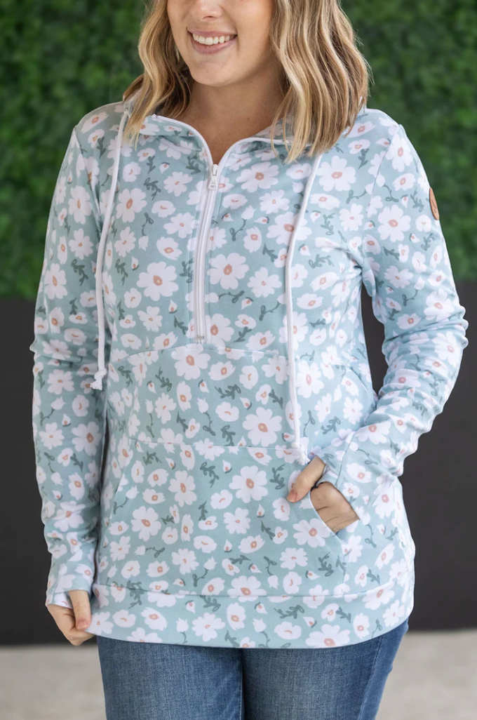 MM Green Floral HalfZip Hoodie