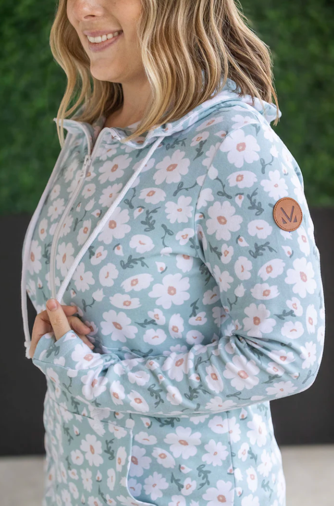 MM Green Floral HalfZip Hoodie