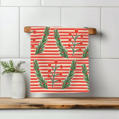 Christmas Retro Kitchen Tea Towel Waffle Holiday Baking
