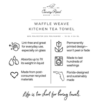 Christmas Santa Blue Whimsical Preppy Kitchen Towel Waffle