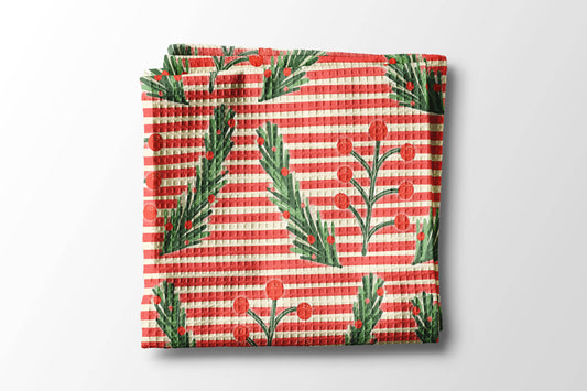 Christmas Retro Kitchen Tea Towel Waffle Holiday Baking