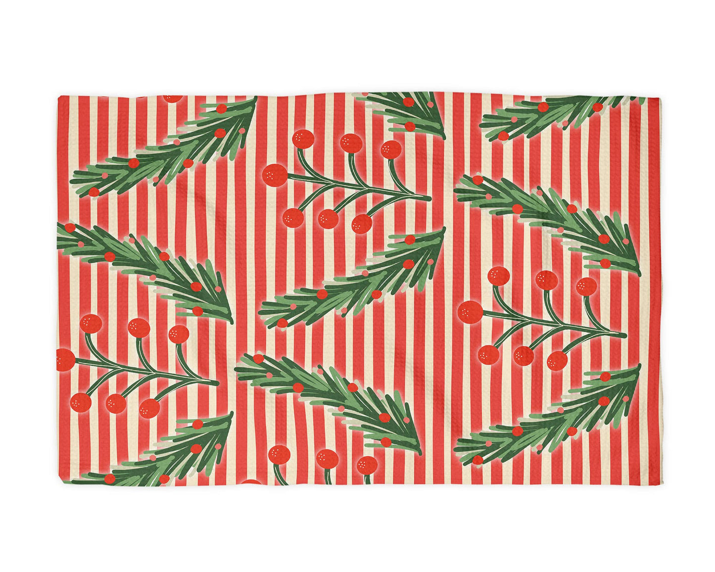 Christmas Retro Kitchen Tea Towel Waffle Holiday Baking