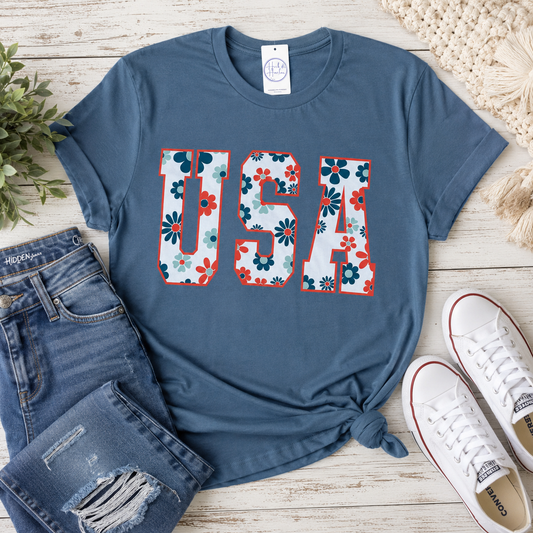 USA Floral Graphic Tee 🇺🇸🌸