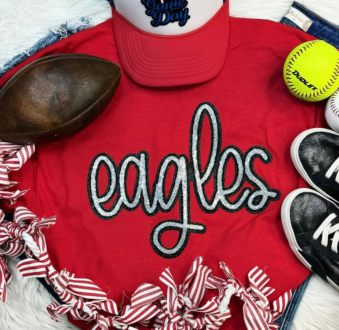 Red Eagles Sequin Patch Crewneck