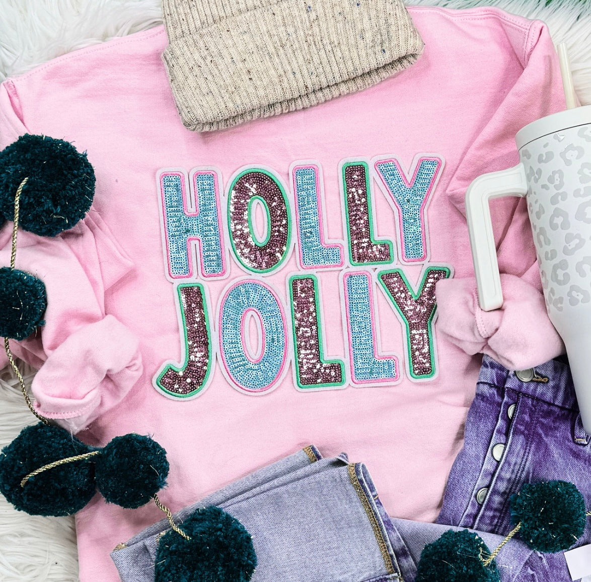 Holly Jolly in Light Pink