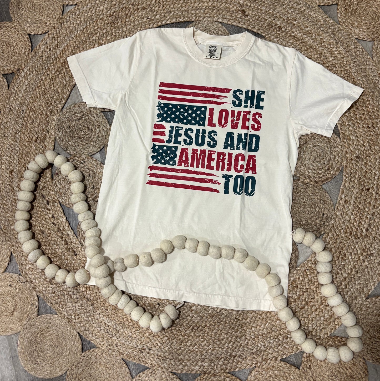 She Loves Jesus and America Too Graphic Tee