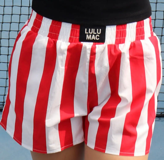 LULU MAC- Red and White Stripe Shorts