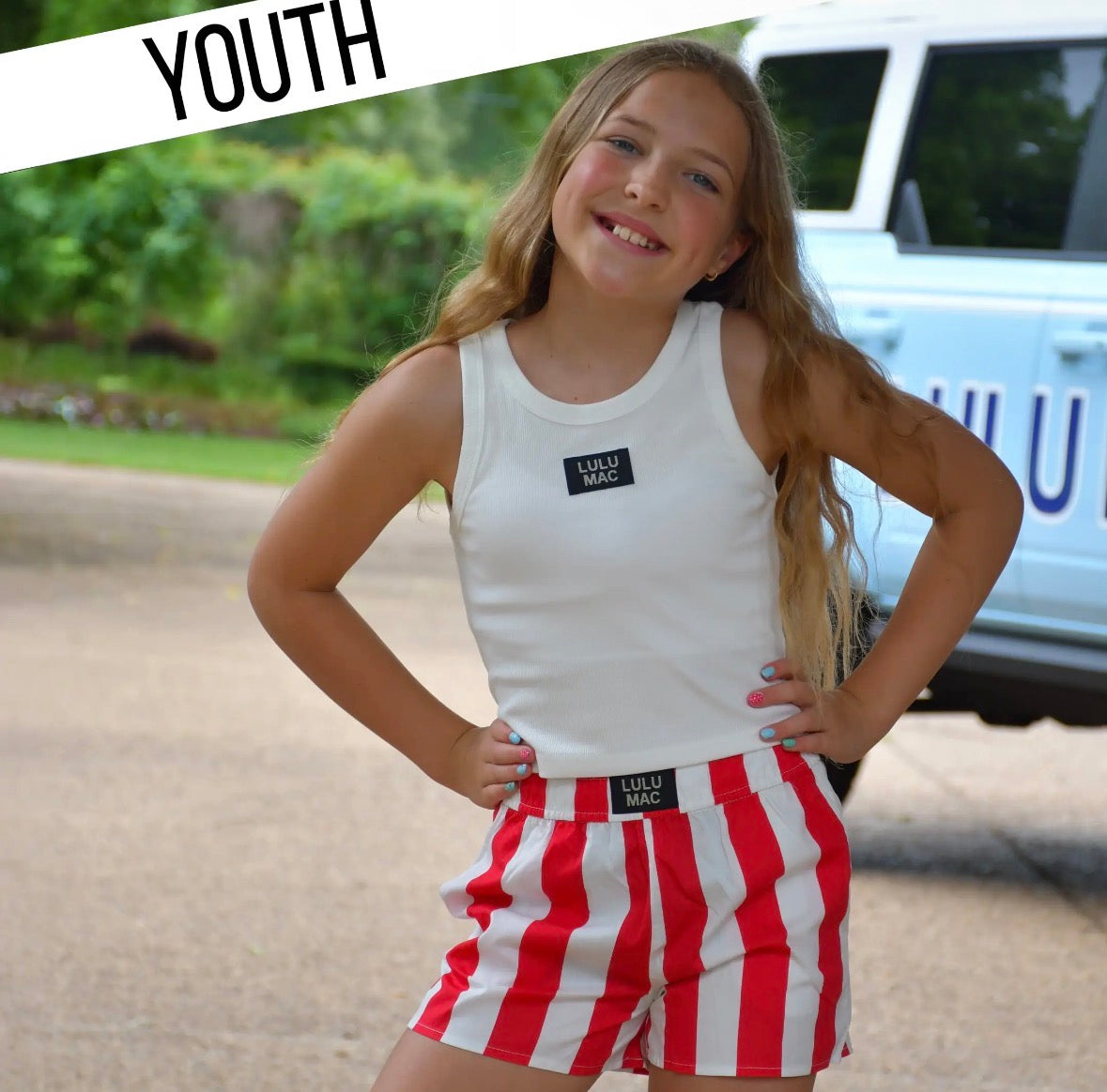 LULU MAC- Red and White Stripe Shorts- Kids Edition