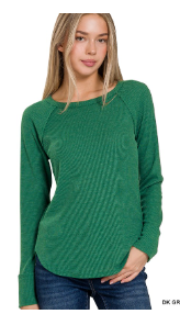 Baby Waffle Long Sleeve in Dark Green