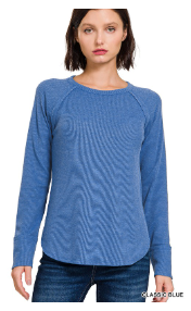 Baby Waffle Long Sleeve in Classic Blue