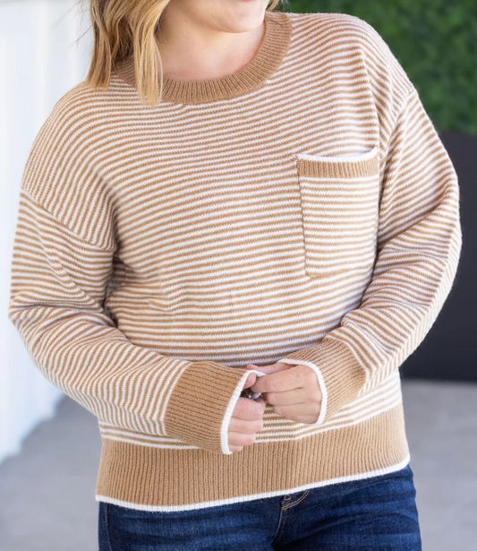 MM Striped Sweater- Latte