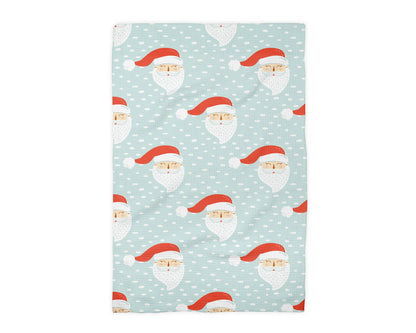 Christmas Santa Blue Whimsical Preppy Kitchen Towel Waffle